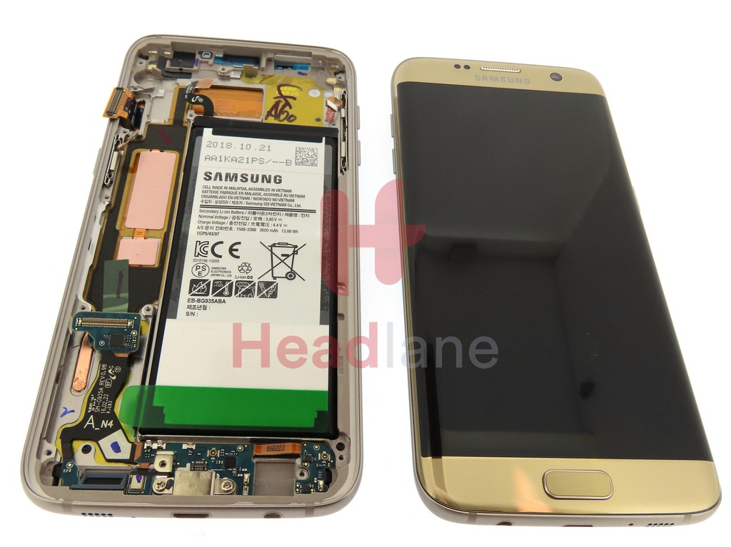 Samsung SM-G935F Galaxy S7 Edge LCD Display / Screen + Touch + Battery - Gold