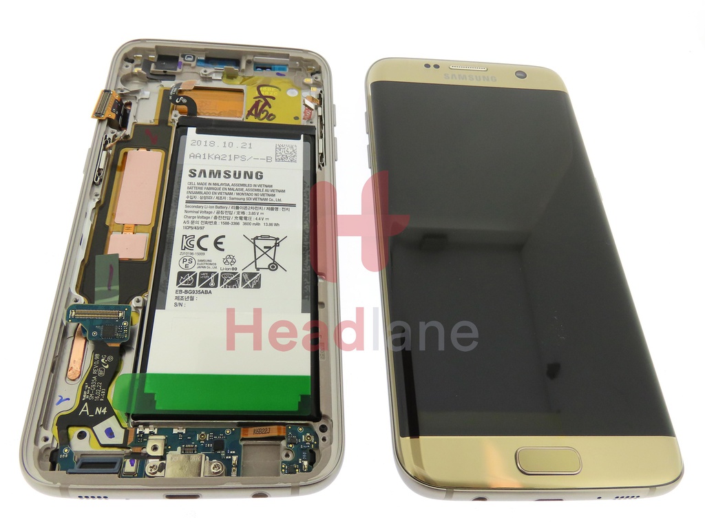 Samsung SM-G935F Galaxy S7 Edge LCD Display / Screen + Touch + Battery - Gold