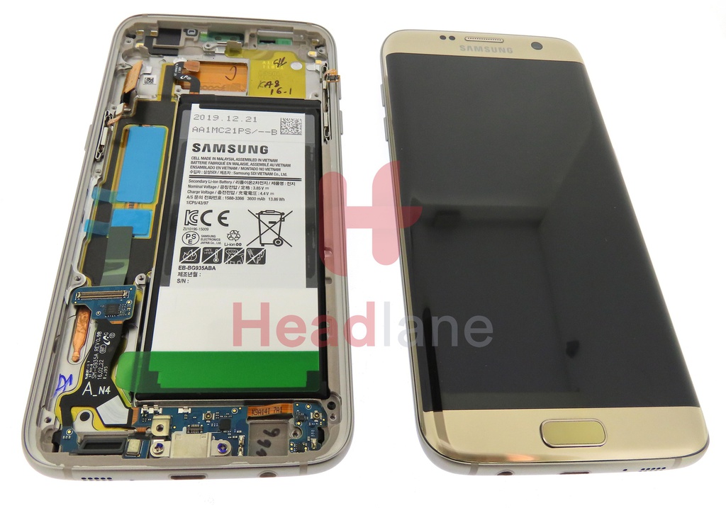 Samsung SM-G935F Galaxy S7 Edge LCD Display / Screen + Touch + Battery - Gold