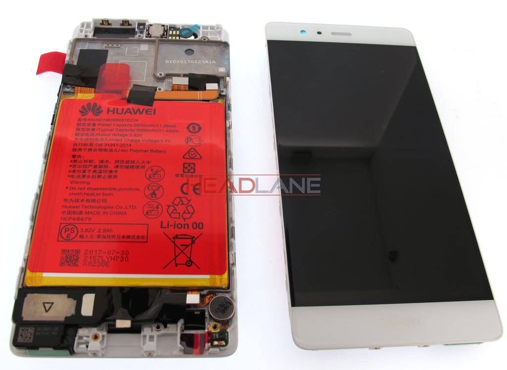 Huawei P9 LCD / Touch + Battery Assembly - White / Silver