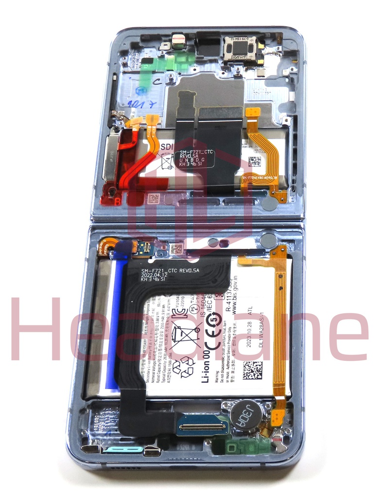 Samsung SM-F721 Galaxy Z Flip4 5G Display Frame + Battery - Blue