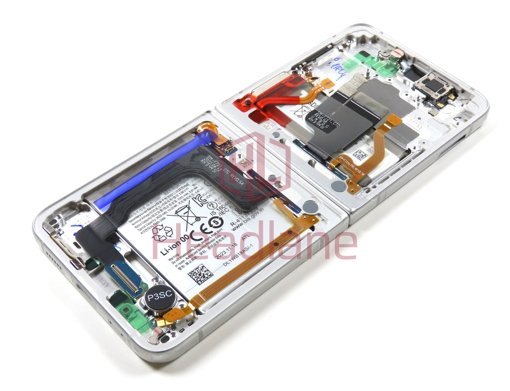 Samsung SM-F721 Galaxy Z Flip4 5G Display Frame + Battery - White