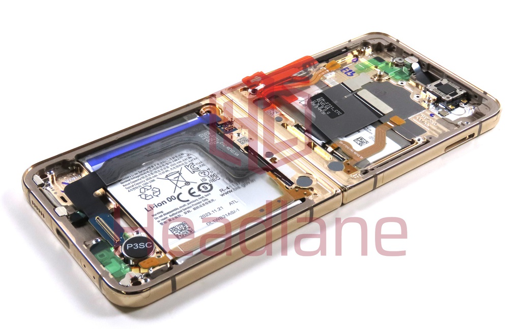 Samsung SM-F721 Galaxy Z Flip4 5G Display Frame + Battery - Gold