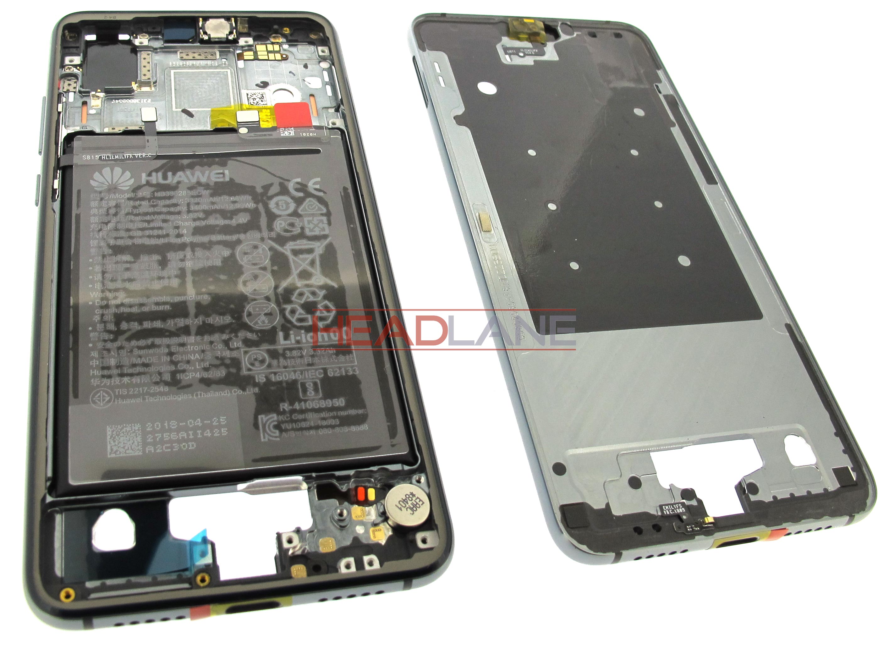 Huawei P20 Middle Cover / Chassis + Battery - Blue