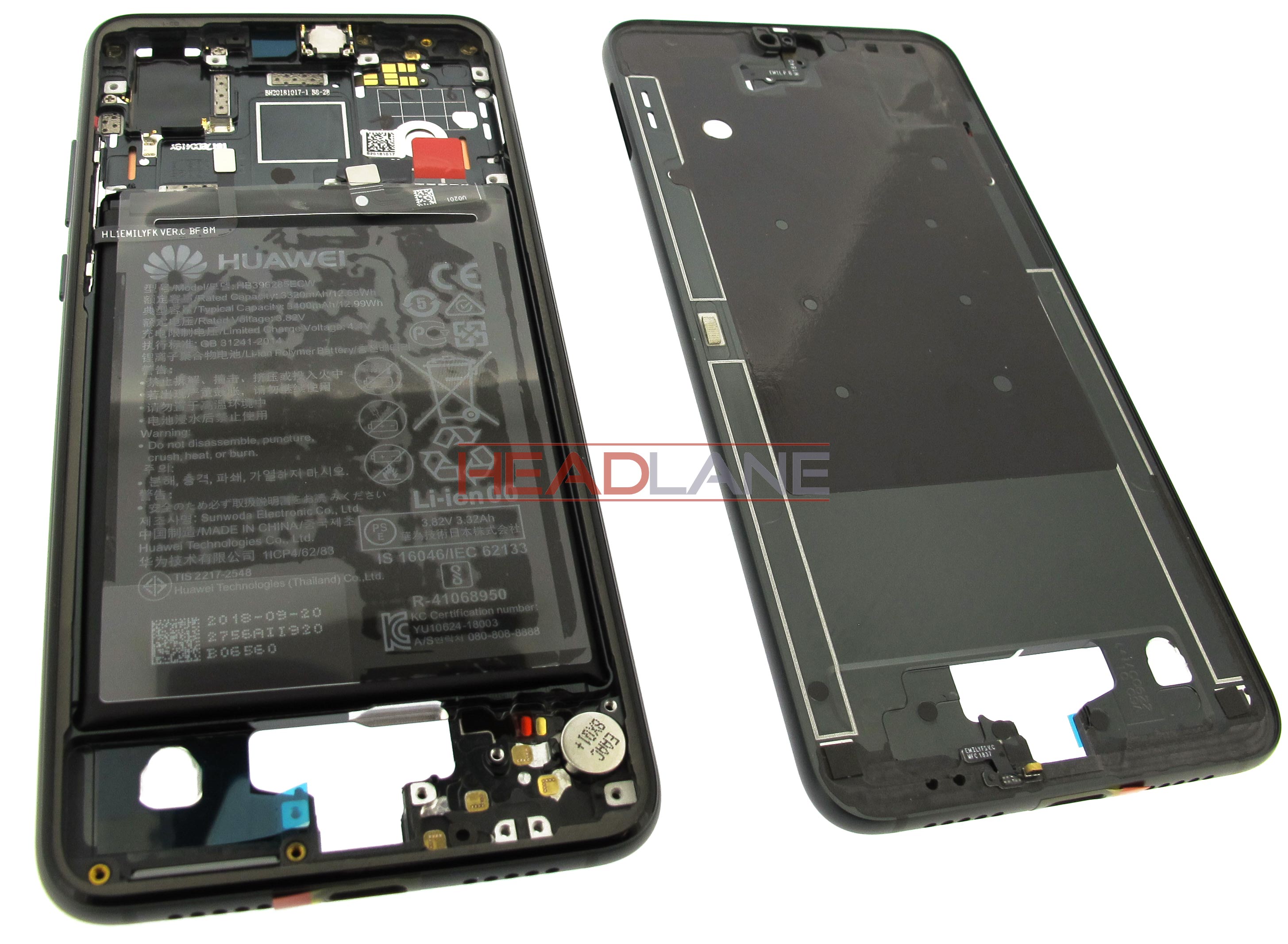 Huawei P20 Middle Cover / Chassis + Battery - Black