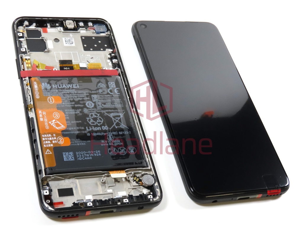 Huawei P40 Lite 5G LCD Display / Screen + Touch + Battery Assembly - Midnight Black