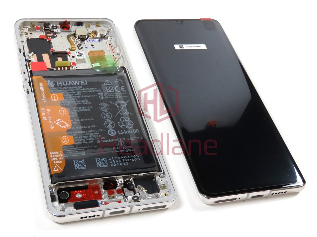Huawei P30 Pro LCD Display / Screen + Touch + HB486486ECW Battery - Silver (B Grade)
