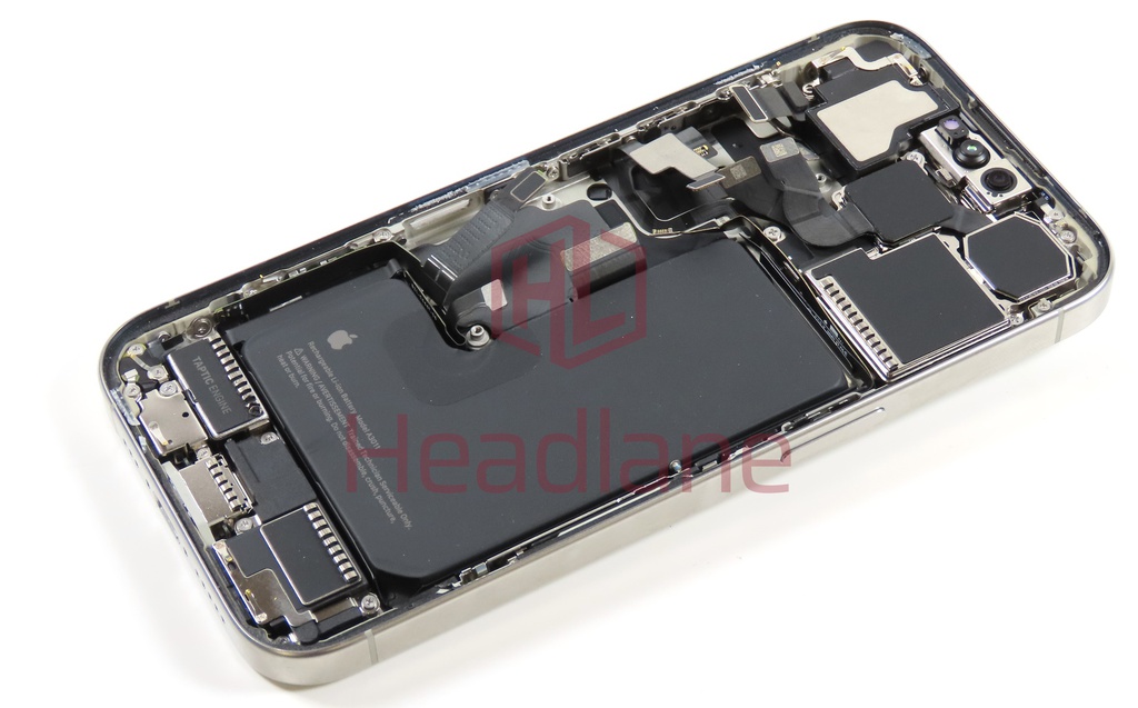 iPhone 15 Pro Back / Battery Cover + Small Parts - White Titanium (Pulled - Grade A)