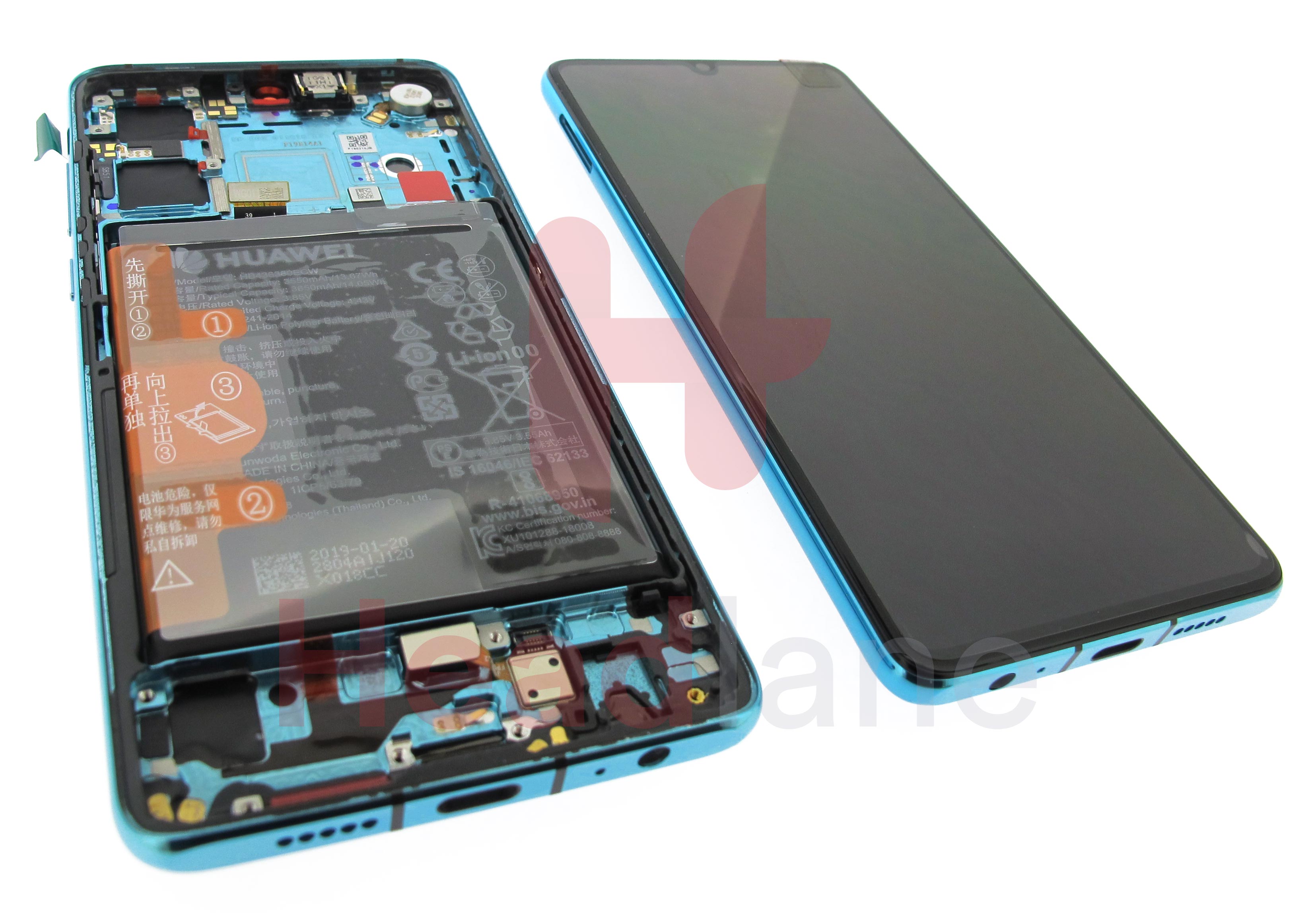 Huawei P30 LCD Display / Screen + Touch + Battery Assembly - Aurora Blue