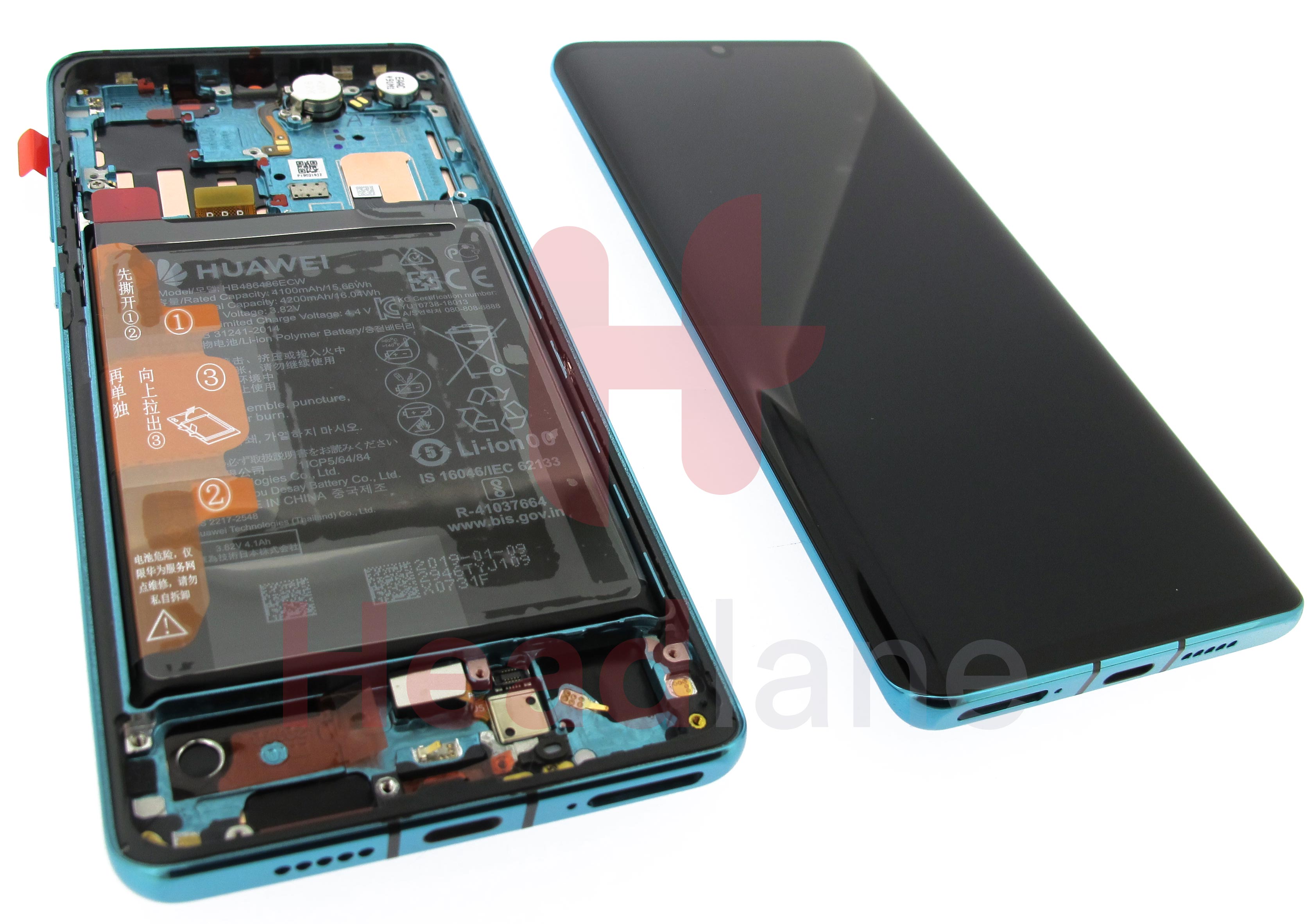 Huawei P30 Pro LCD Display / Screen + Touch + Battery Assembly - Aurora Blue