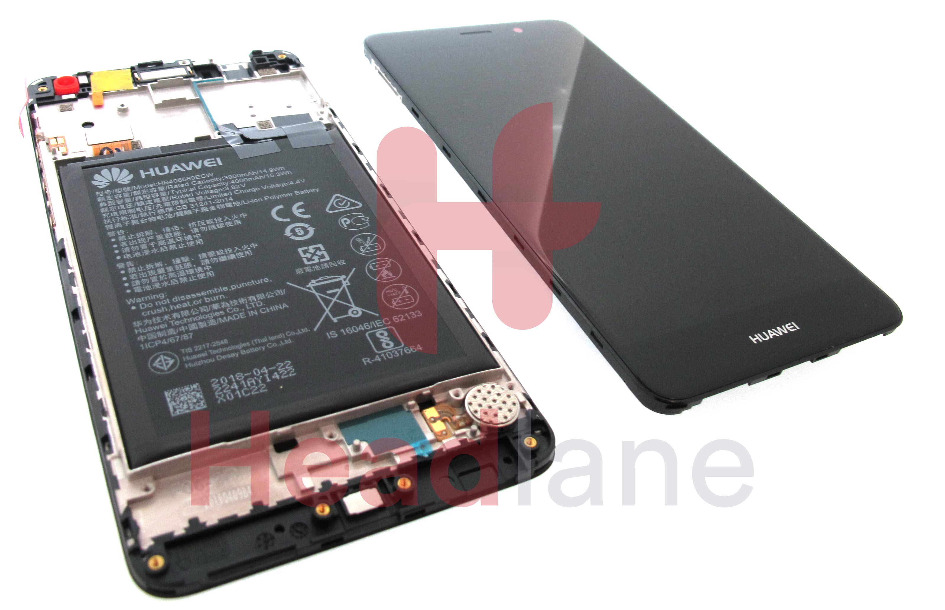 Huawei Y7 (2017) LCD Display / Screen + Touch + Battery Assembly - Black