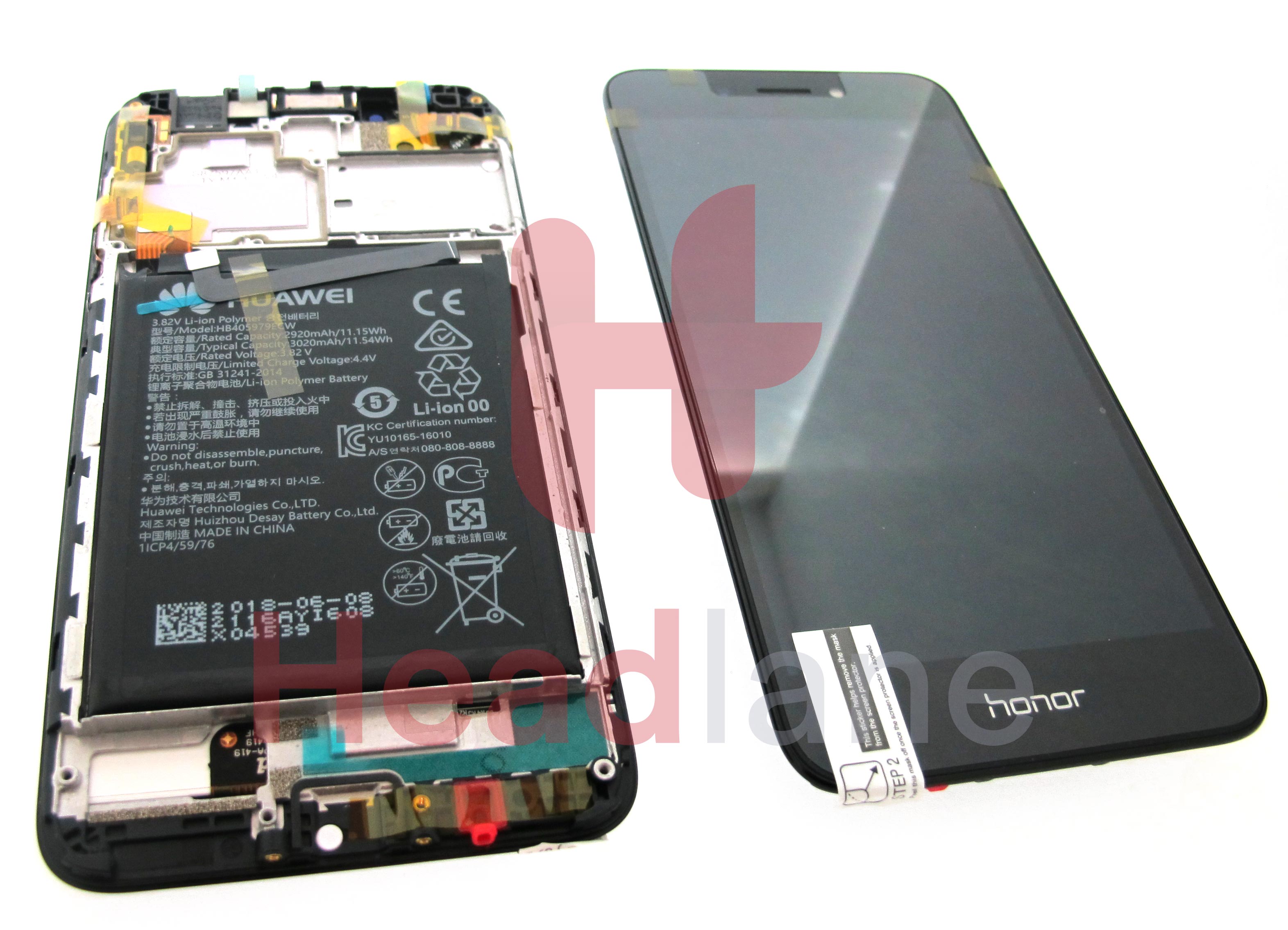 Huawei Honor 6A LCD Display / Screen + Touch - Battery - Grey