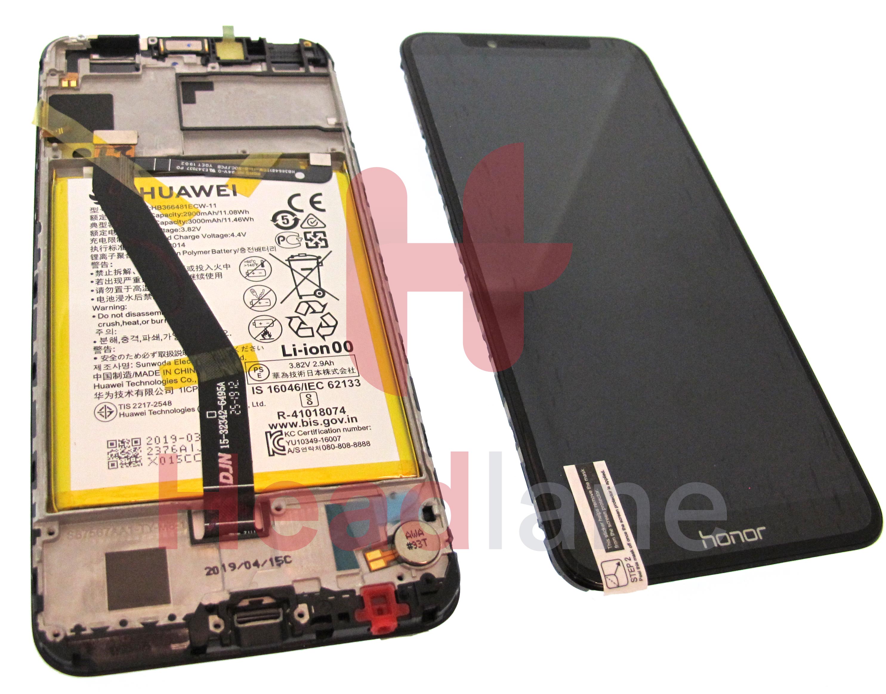 Huawei Honor 7A LCD Display / Screen + Touch + Battery - Black