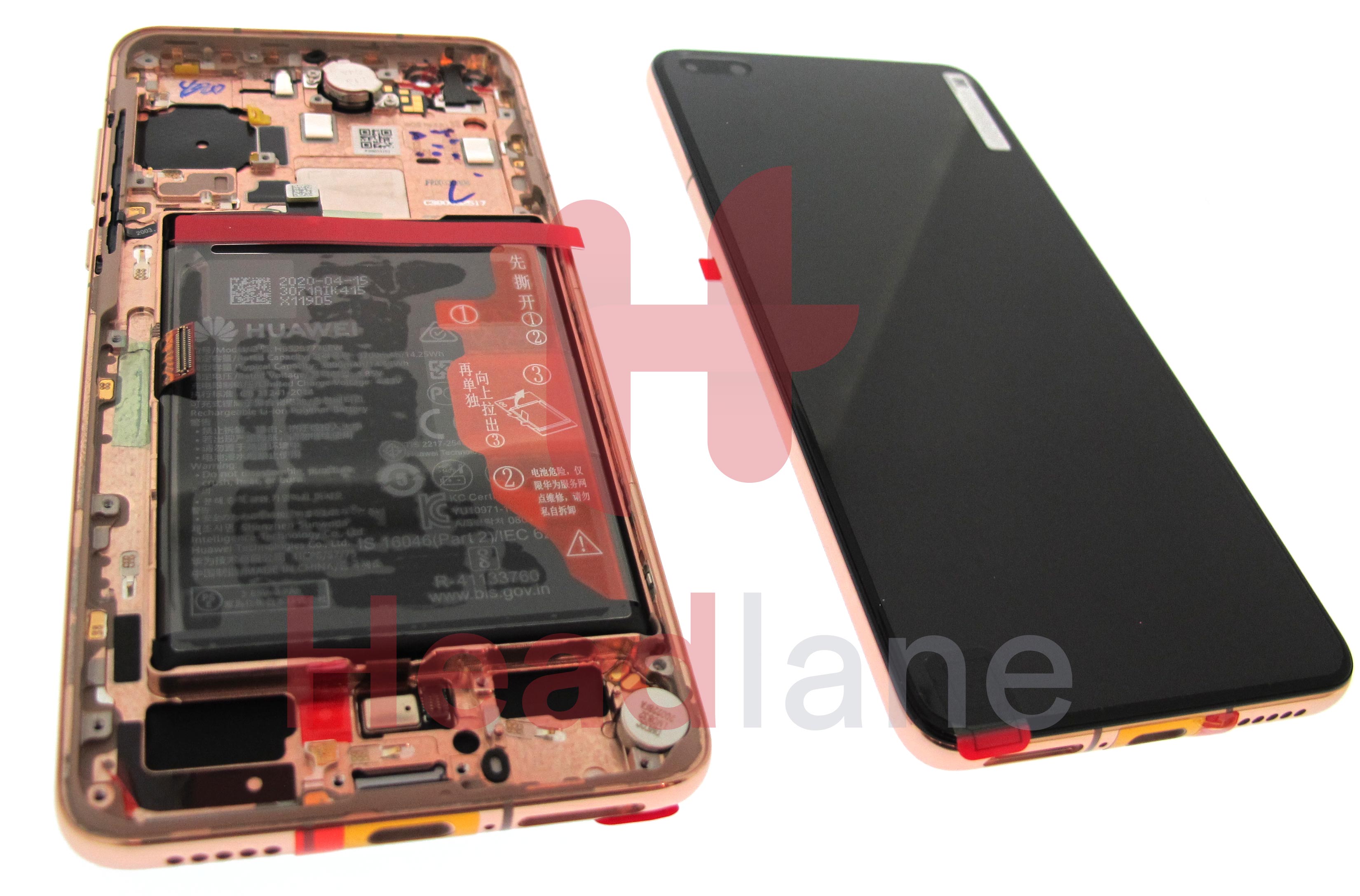 Huawei P40 LCD Display / Screen + Touch + Battery Assembly - Blush Gold