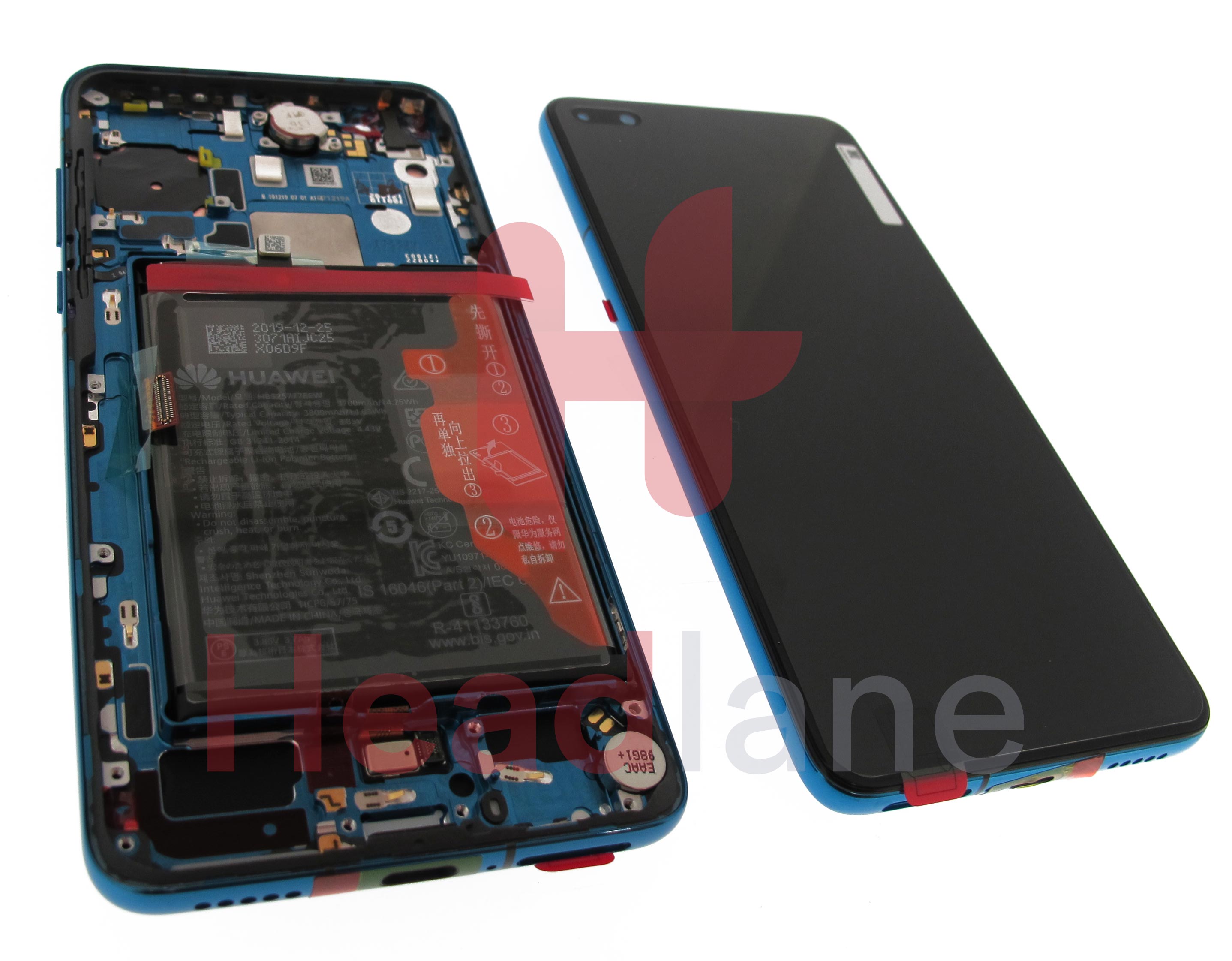 Huawei P40 LCD Display / Screen + Touch + Battery Assembly - Deep Sea Blue