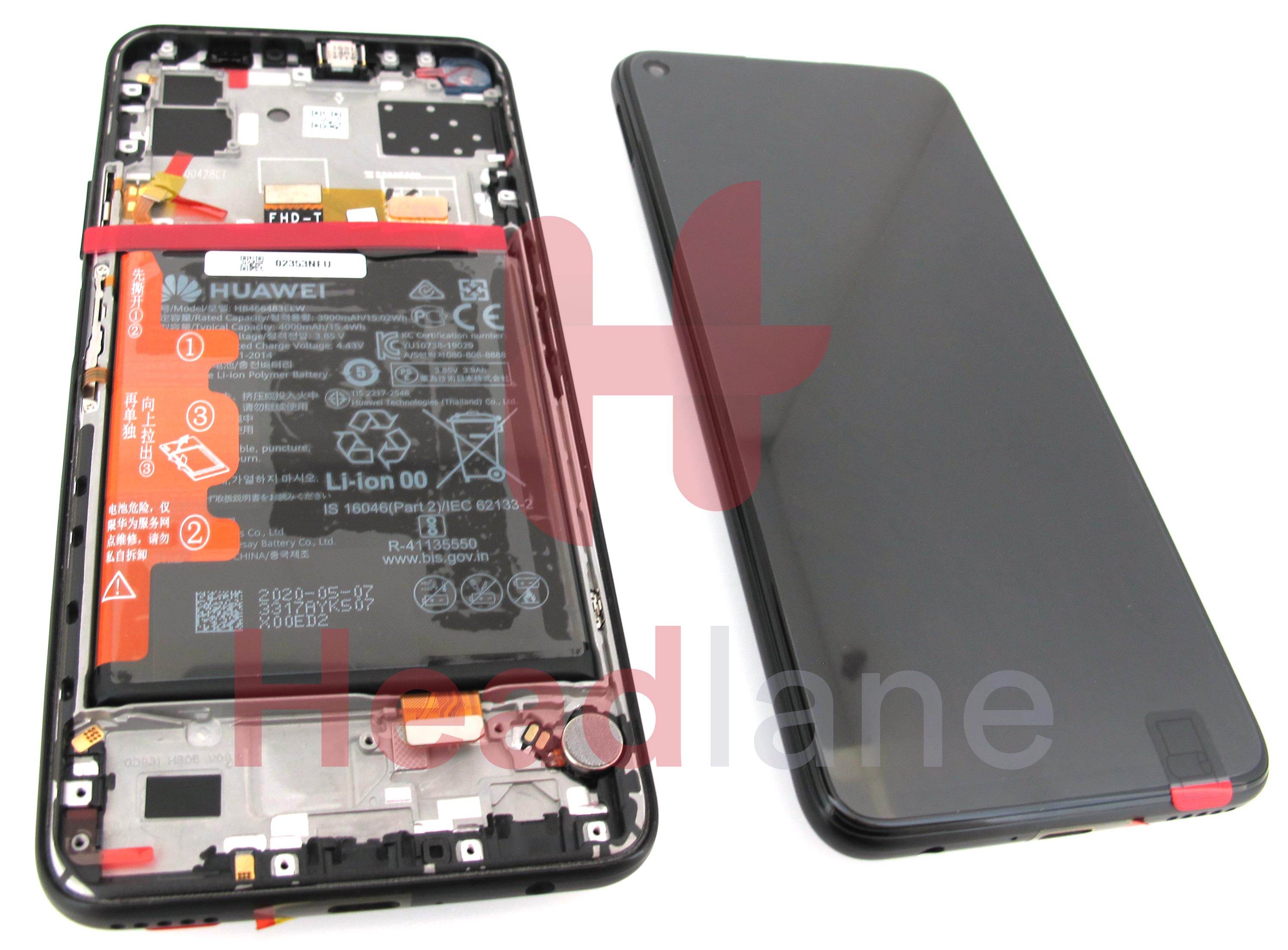 Huawei P40 Lite 5G LCD Display / Screen + Touch + Battery Assembly - Midnight Black