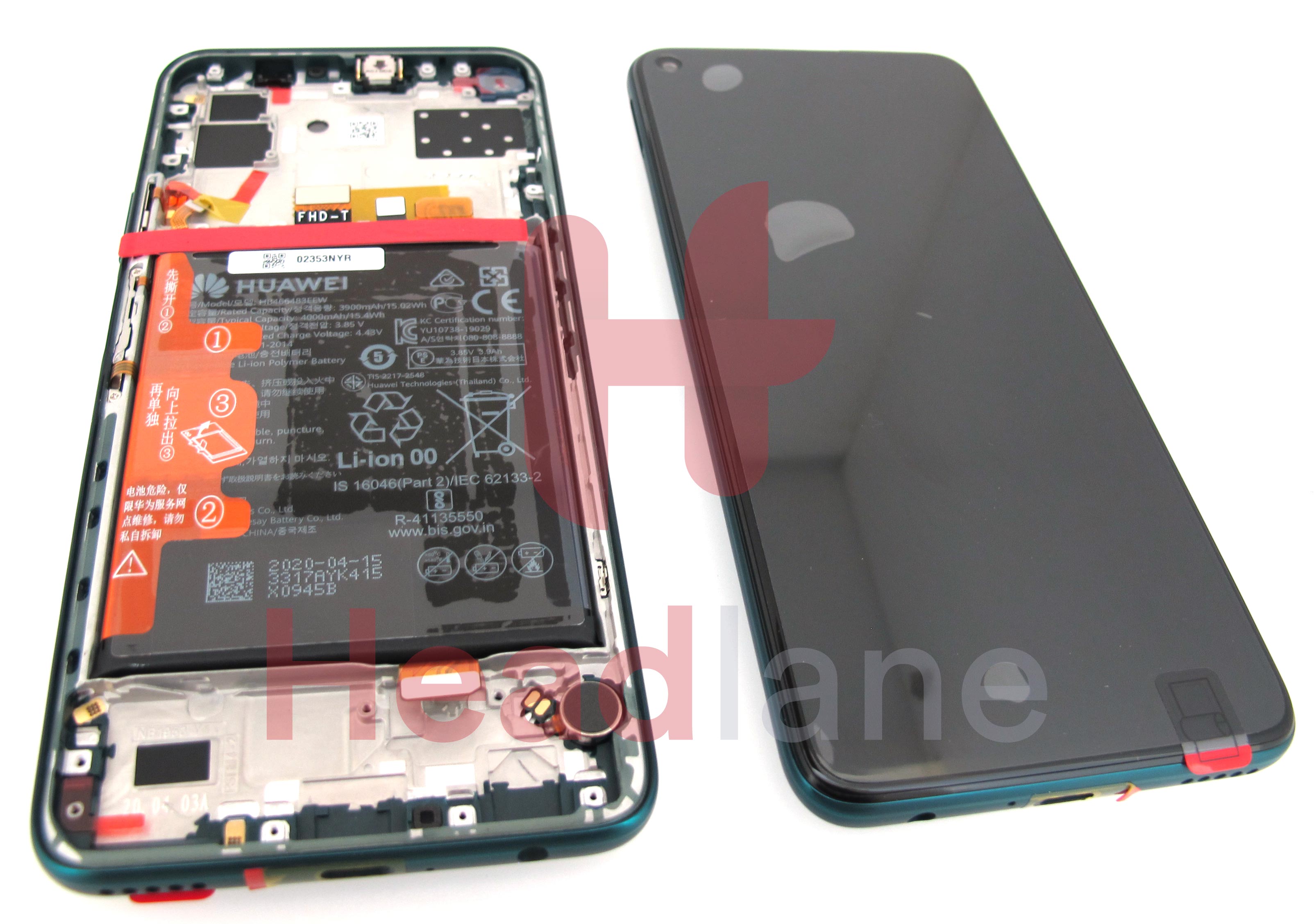 Huawei P40 Lite 5G LCD Display / Screen + Touch + Battery Assembly - Crush Green