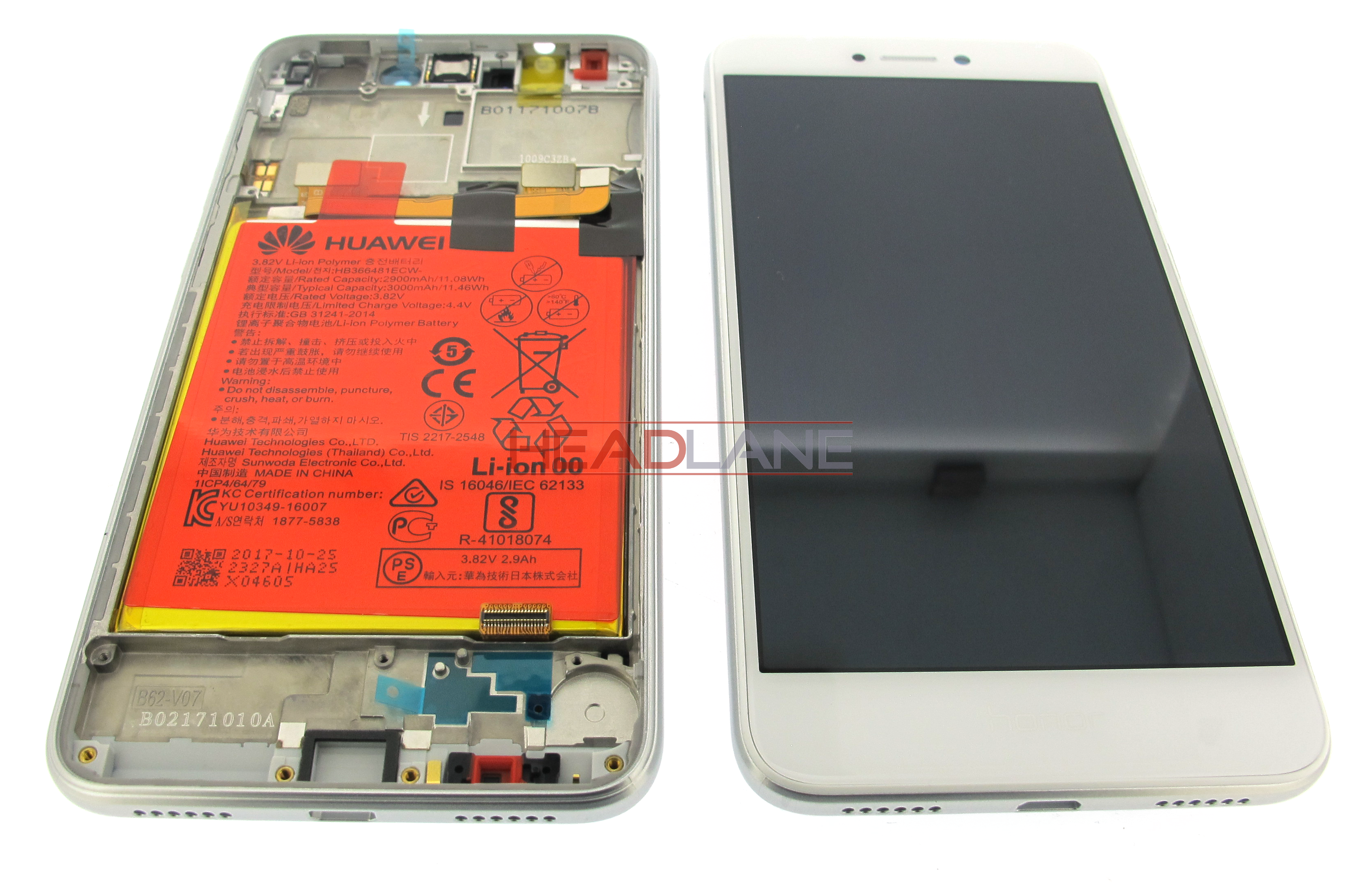 Huawei Honor 8 Lite LCD / Touch + Battery Assembly - White