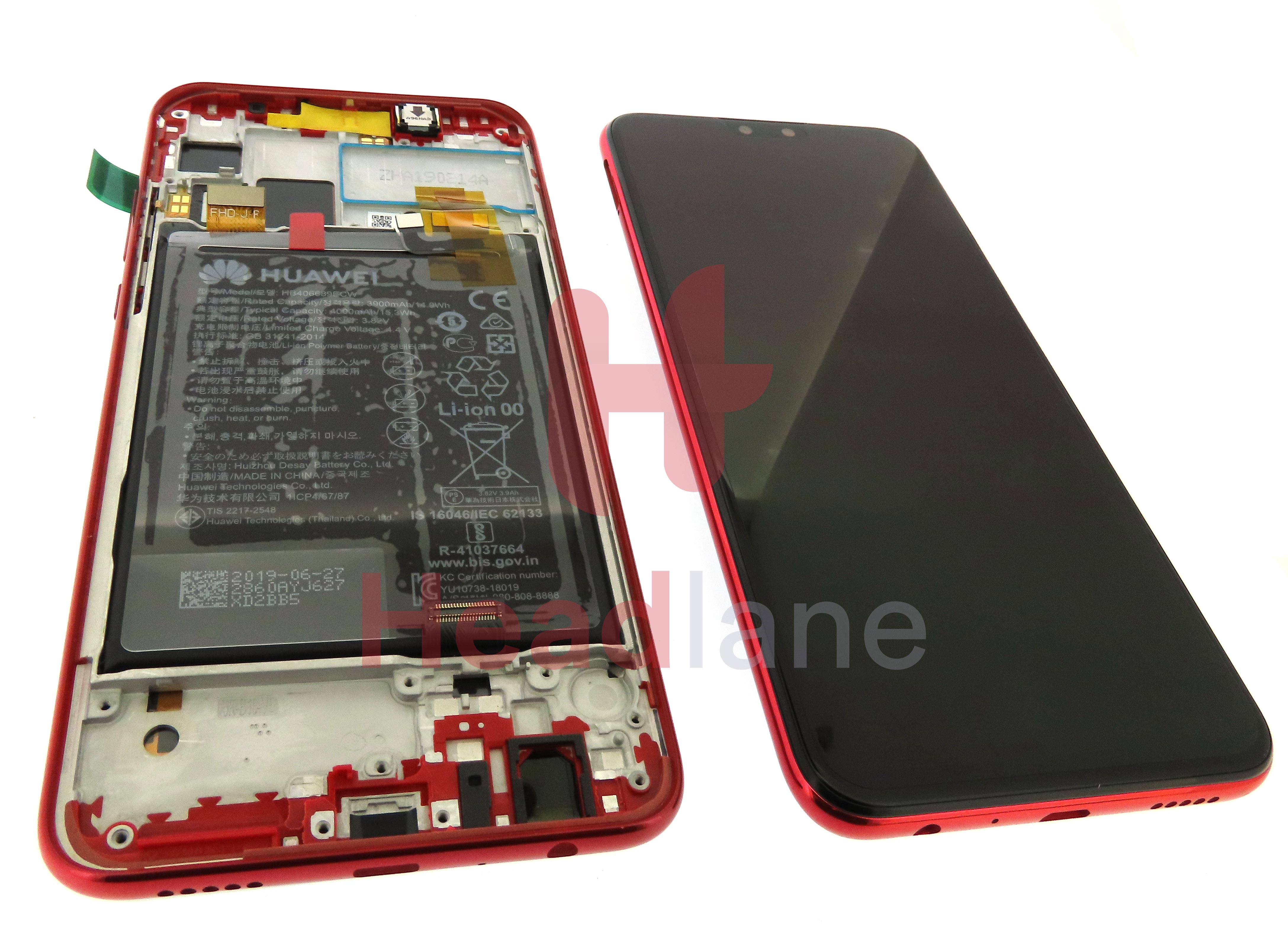 Huawei Y9 (2019) LCD Display / Screen + Touch + Battery - Red