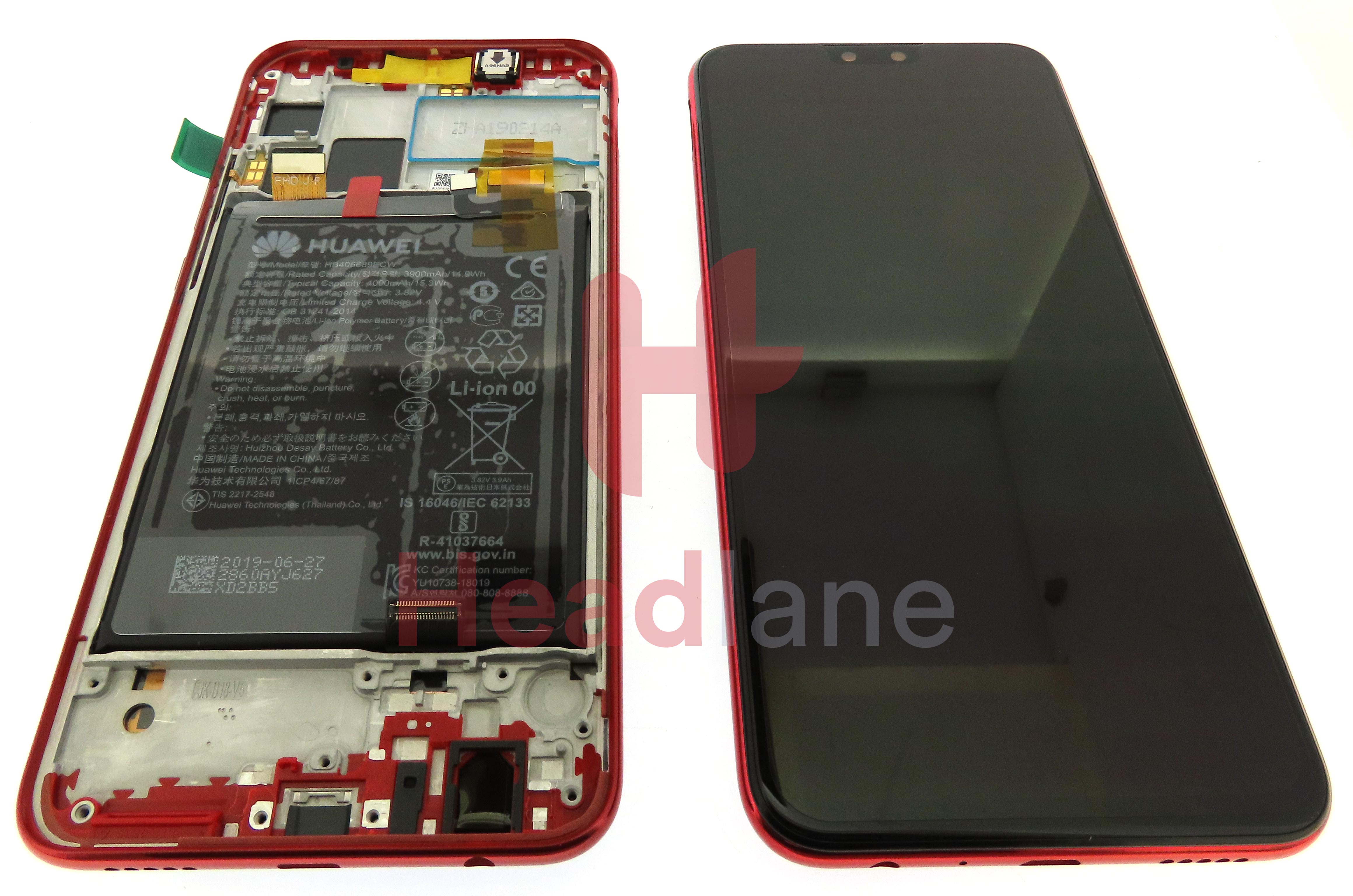 Huawei Y9 (2019) LCD Display / Screen + Touch + Battery - Red