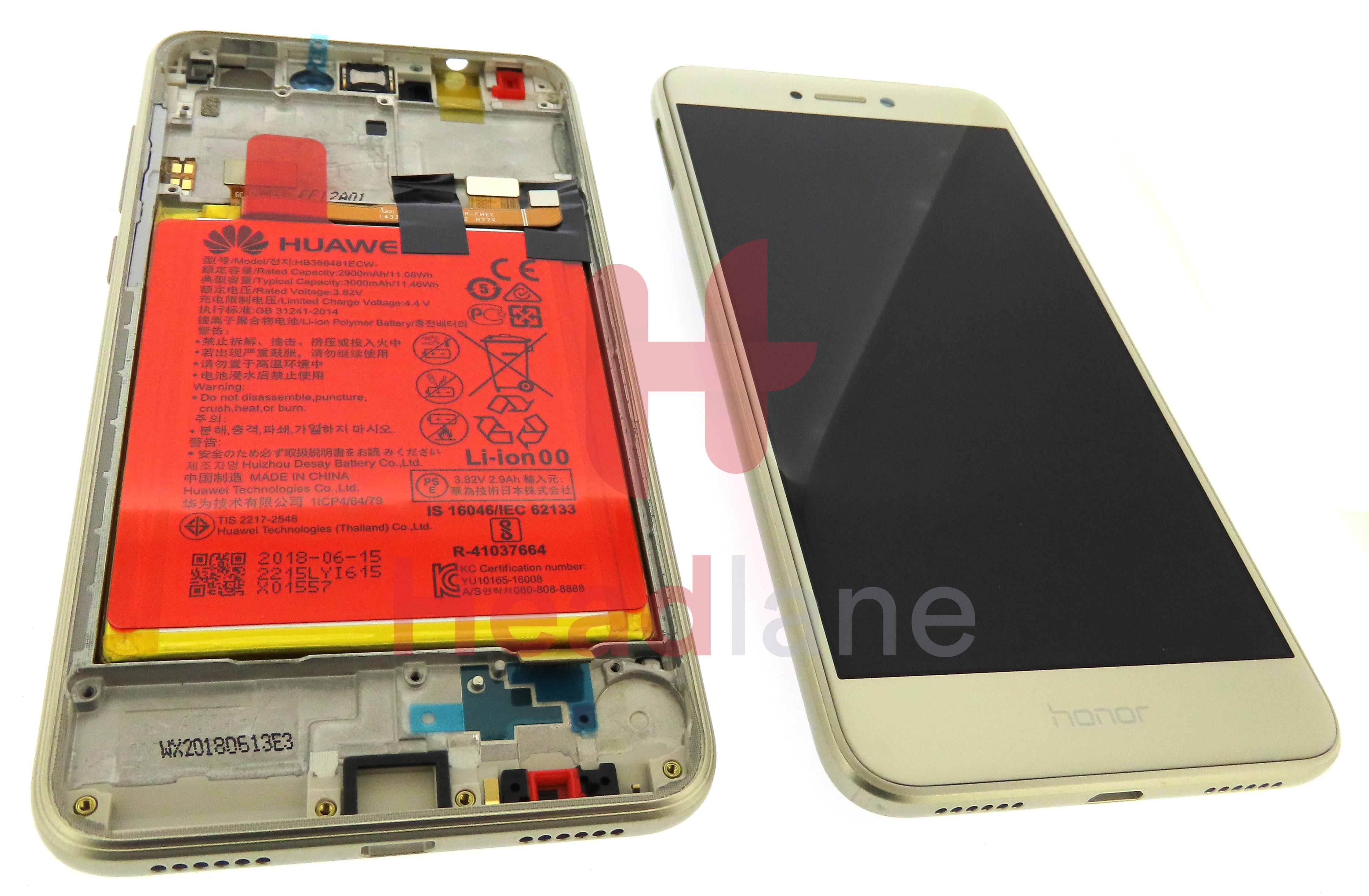 Huawei Honor 8 Lite LCD Display / Screen + Touch + Battery Assembly - Gold