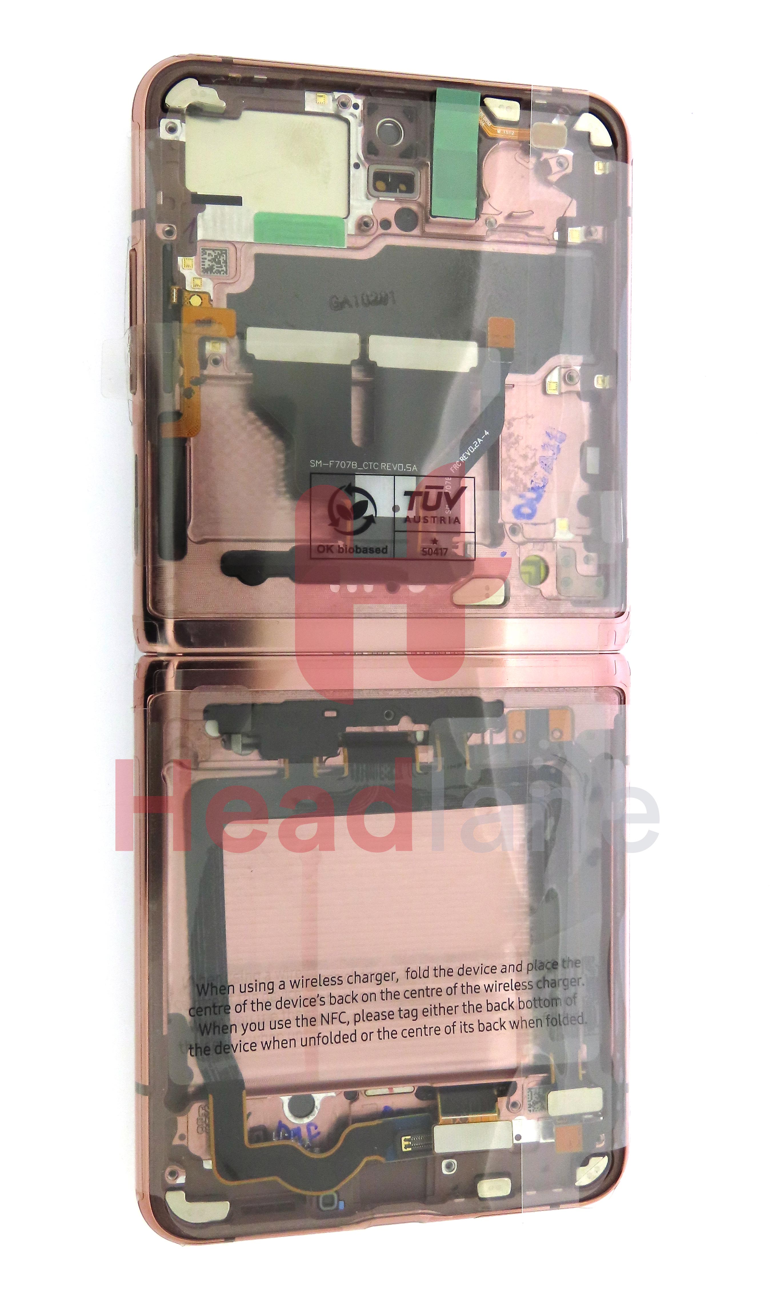 Samsung SM-F707 Galaxy Z Flip 5G LCD Display / Screen + Touch - Mystic Bronze (No Camera)