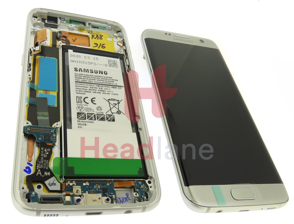 Samsung SM-G935F Galaxy S7 Edge LCD Display / Screen + Touch + Battery - Silver