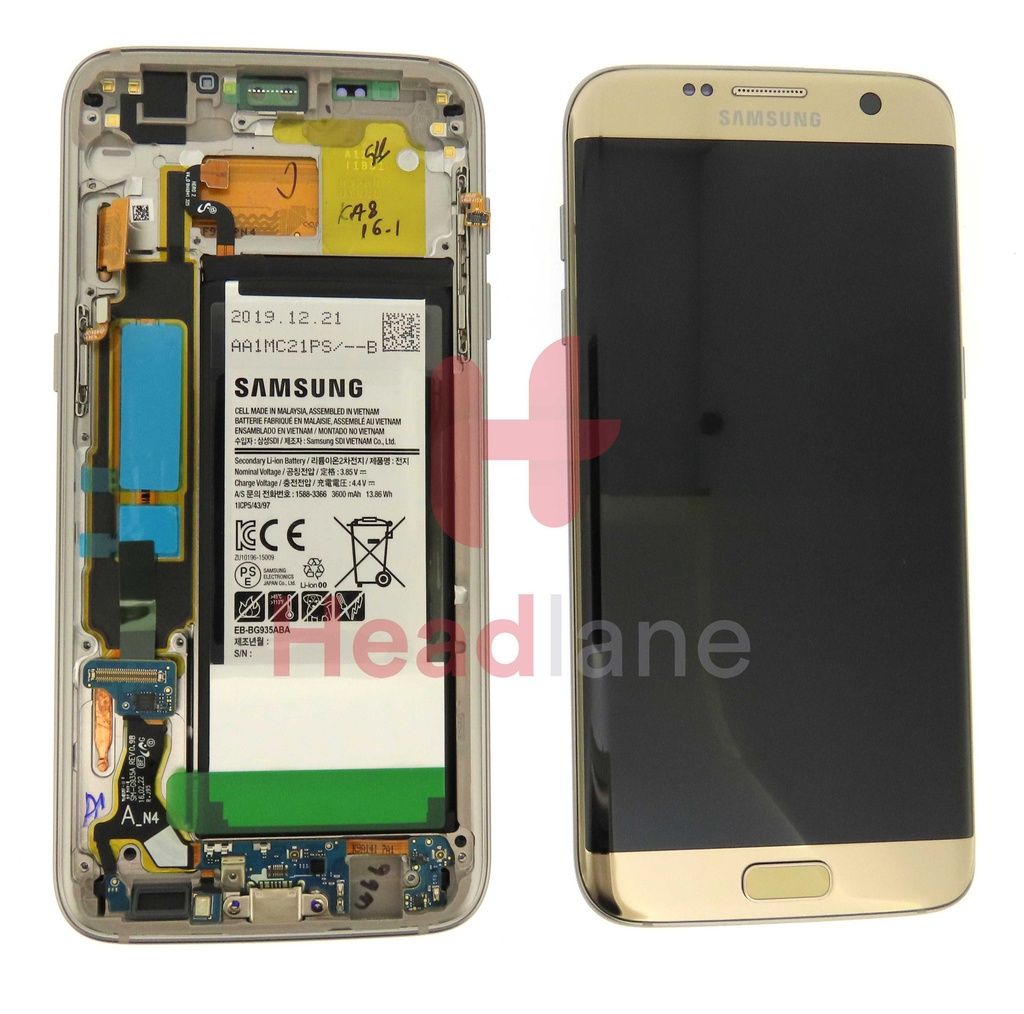 Samsung SM-G935F Galaxy S7 Edge LCD Display / Screen + Touch + Battery - Gold