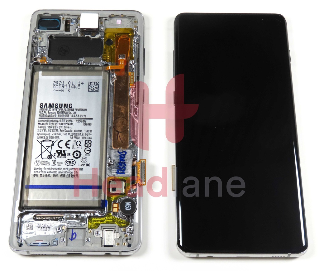 Samsung SM-G975 Galaxy S10+ / S10 Plus LCD Display / Screen + Touch + Battery - Prism White