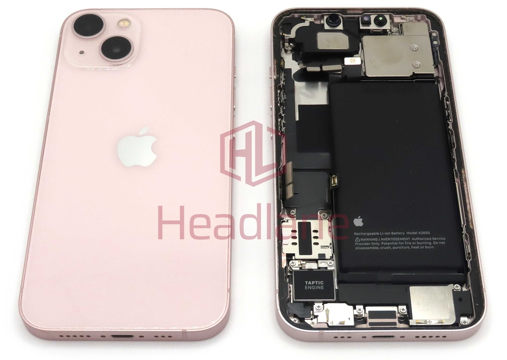 iPhone 13 Back / Battery Cover + Small Parts - Pink (Pulled - Grade C)