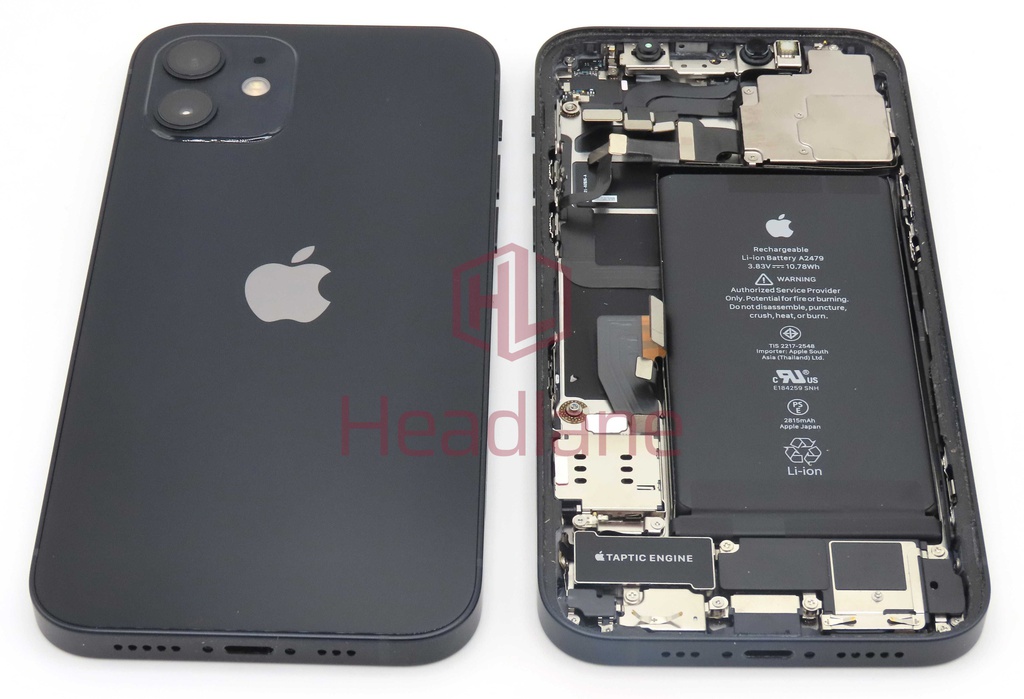 iPhone 12 Back / Battery Cover + Small Parts - Black (Pulled - Grade B)