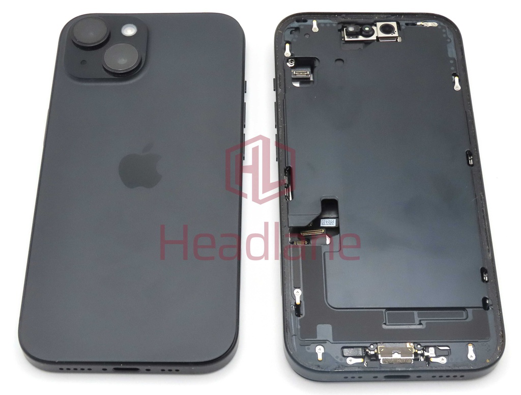 iPhone 15 Back / Battery Cover + Small Parts - Black (Pulled - Grade B)