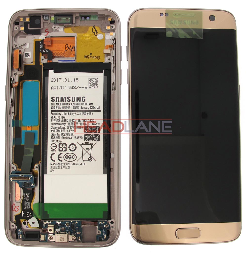 Samsung SM-G935F Galaxy S7 Edge LCD Display / Screen + Touch + Battery - Gold